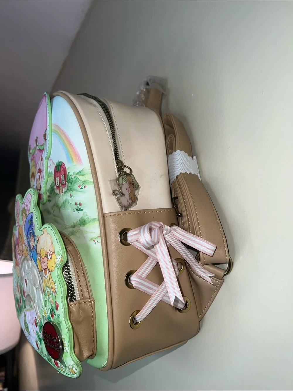 Cute Pink Character Kids Backpack with Pastel Scene